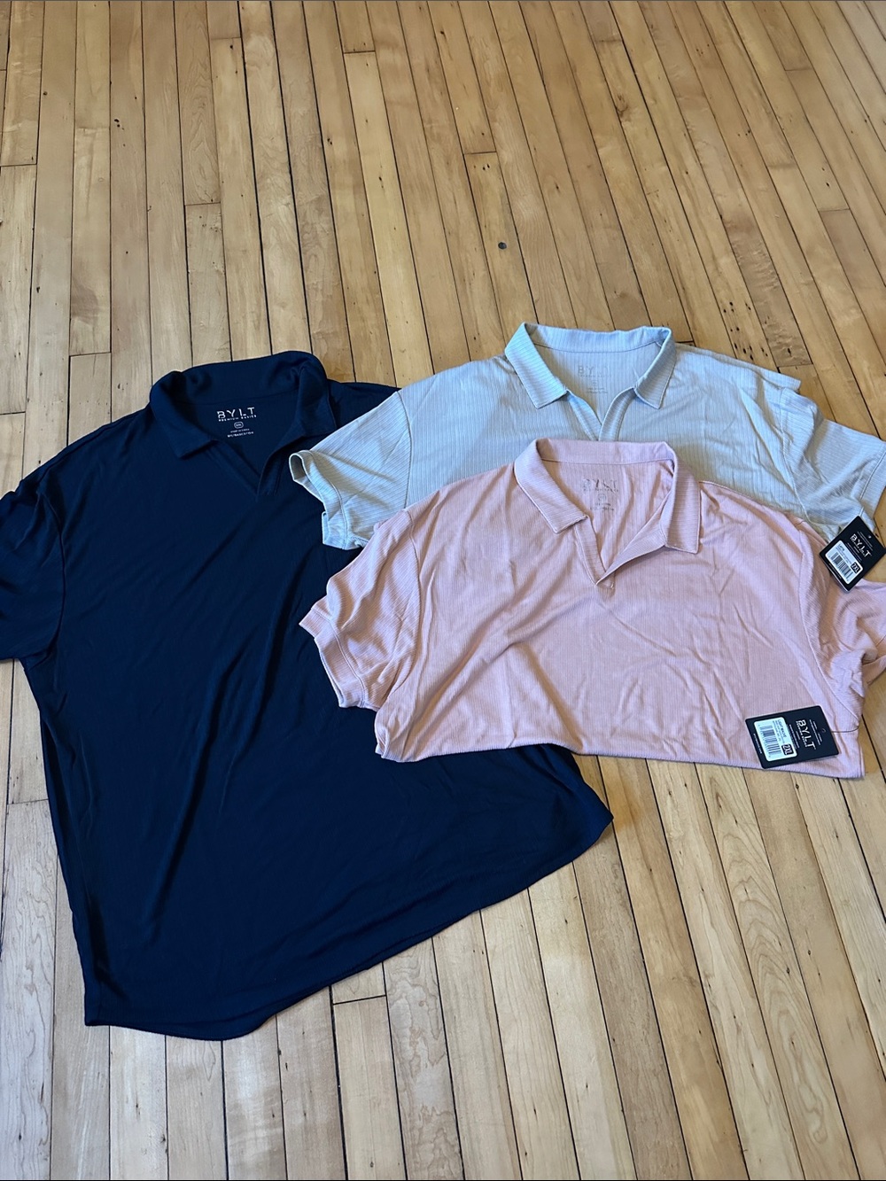 BYLT Mens Polo Trio in Black, Mauve and Tan